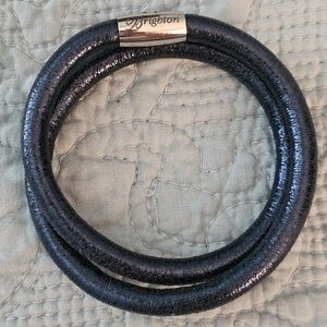 Brighton Woodstock Double Wrapped Leather Navy Blue Bracelet